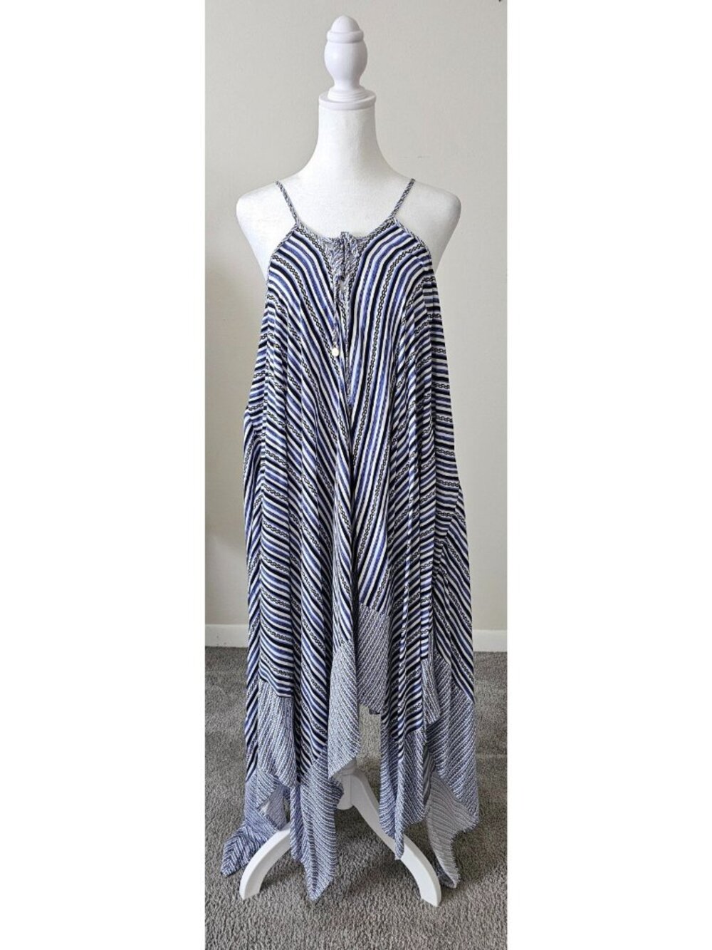 Jessica Simpson Womens Shadow Multi Striped L Handkerchief Hem Cover Up/Dress